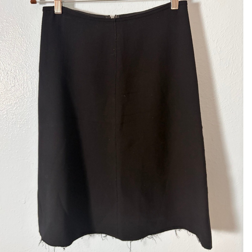 Giada Forte Black Raw Hem A-Line Skirt Italy Inverno 2015 Minimalist Mid-Length